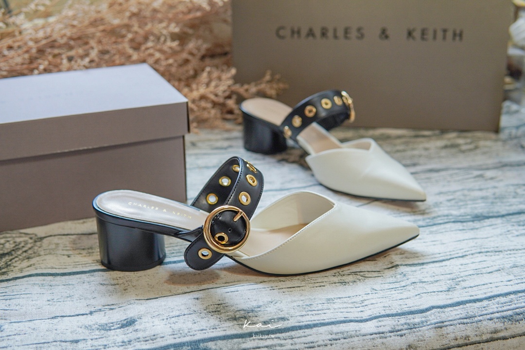☆【精品】我的第一雙 Charles & Keith 鞋。小CK 鉚釘低跟穆勒鞋開箱