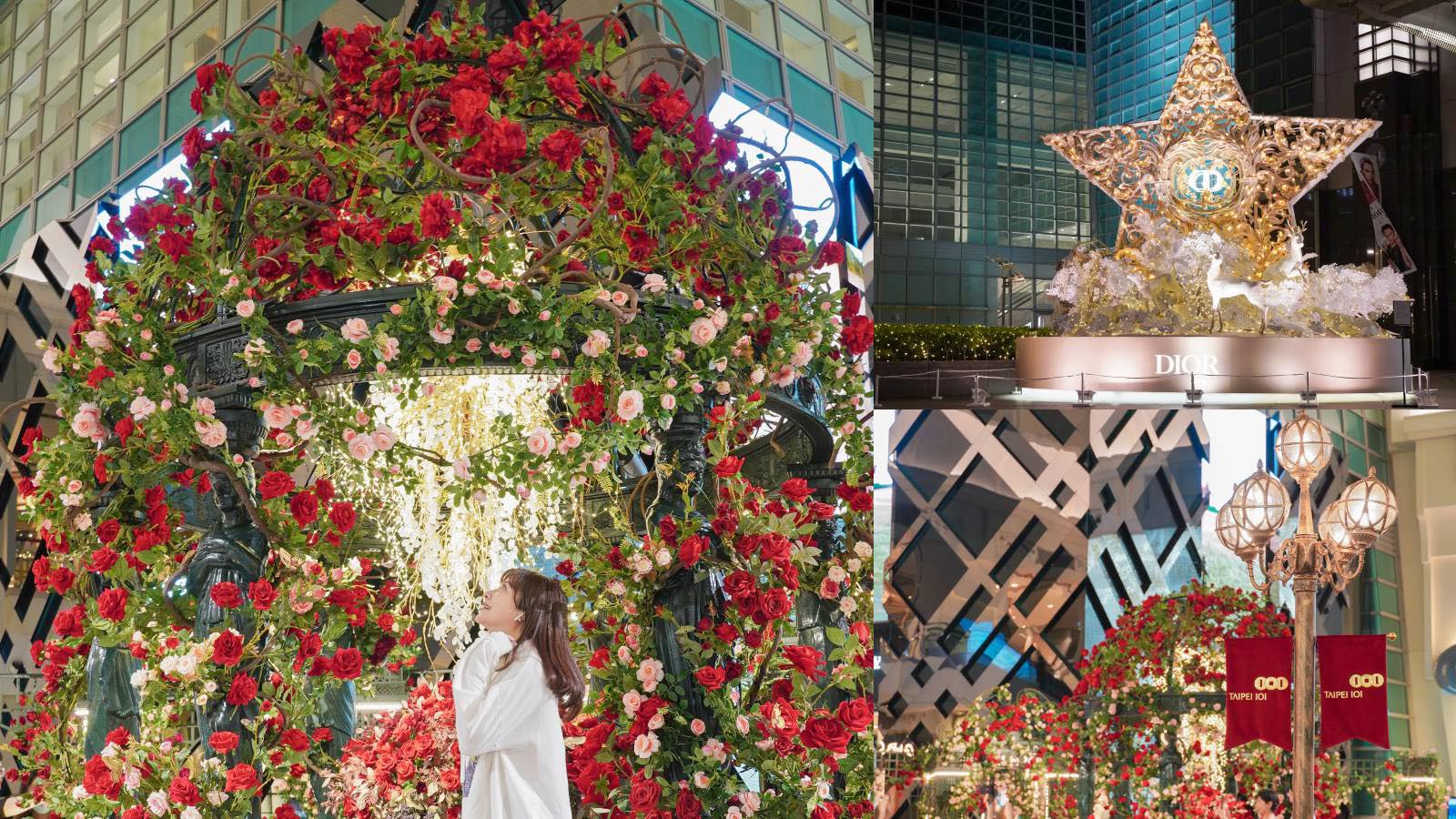 ☆【台北聖誕】2021台北101宮廷風玫瑰花園、璀璨Dior聖誕樹登場 @凱的日本食尚日記